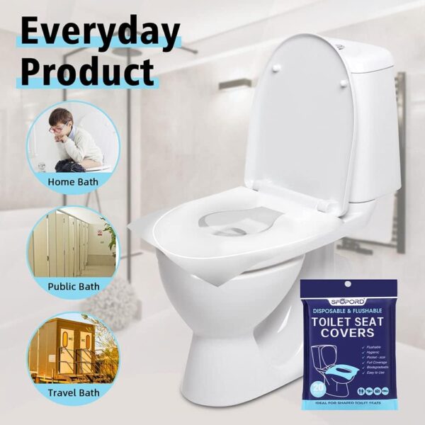 XL 100PCS Toilet Seat Covers Disposable - Flushable Paper Toilet Seat Cover is Travel Accessories, Travel Essentials for Public Restrooms, Airplane, Campin - Image 6