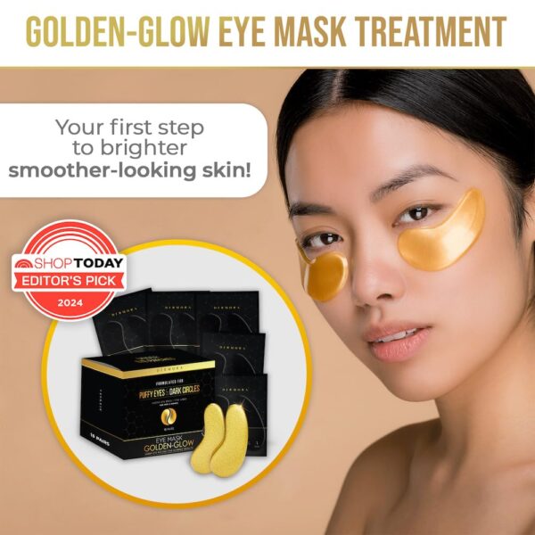 DERMORA Golden Glow Under Eye Patches (15 Pairs Eye Gels) - Rejuvenating Treatment for Dark Circles, Puffy Eyes, Refreshing, Revitalizing, Travel, Wrinkles - Image 2