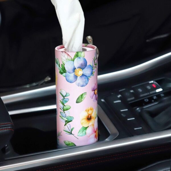 Car Tissues Holder with Facial Tissues - 4 PK - Travel Tissue Tubes Box Container Perfect Fit for Car Cup Holder Car Tissues Cylinder (Pink) - Image 7