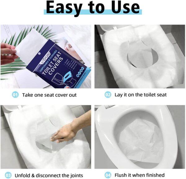 XL 100PCS Toilet Seat Covers Disposable - Flushable Paper Toilet Seat Cover is Travel Accessories, Travel Essentials for Public Restrooms, Airplane, Campin - Image 5