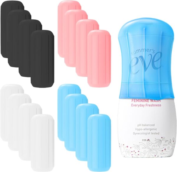 16 Pack Silicone Bottle Cover,Travel Essential for Women Men,Cruise Ship Essentials 2025,Beach Vacation Essentials,Travel Size Toiletries,Airplane Travels Accessories Elastic Sleeves for Leak Proofing - Image 7