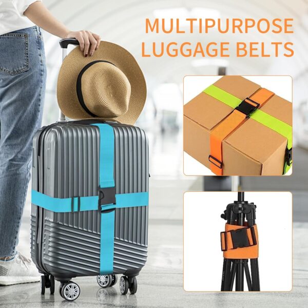 BILIONE 4 Pack Luggage Straps 79" Long Belts Keep Suitcase Secure While Traveling, TSA Approved Add a Bag Premium Accessory for Travel Bag Closure (Blue+Orange+Rose Pink+Green) - Image 2