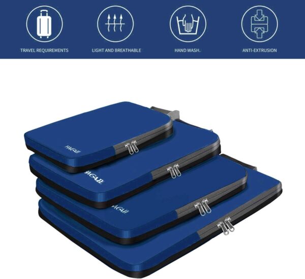 BAGAIL 4 Set/6 Set/8 Set Compression Packing Cubes Travel Accessories Expandable Packing Organizers(Navy ClothPattern 4 Set) - Image 6