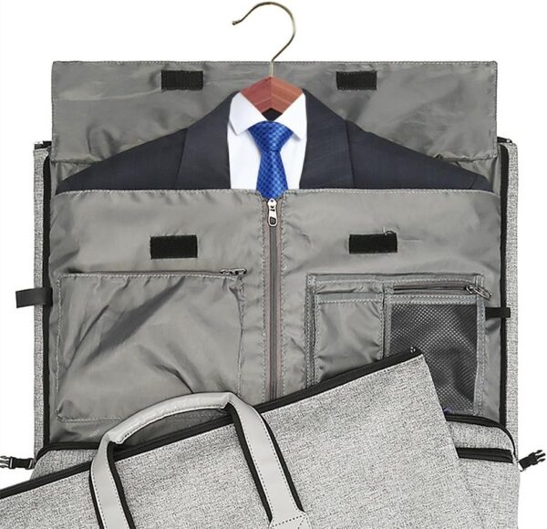 Modoker Convertible Garment Bag with Shoulder Strap, Carry on Garment Duffel Bag for Men Women - 2 in 1 Hanging Suitcase Suit Travel Bags (Grey) - Image 3