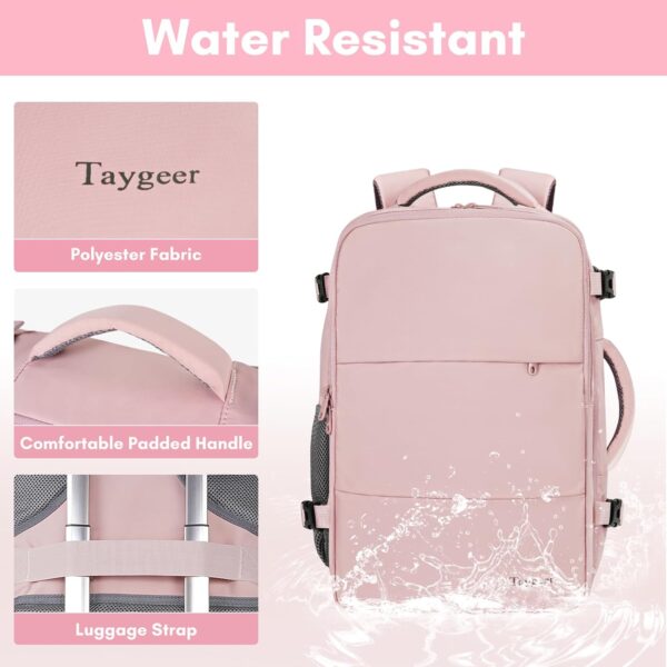 Taygeer Travel Backpack for Women, Carry On Backpack with USB Charging Port & Shoe Pouch, TSA 15.6inch Laptop Mochila Flight Approved, Nurse Bag Casual Daypack for Weekender Business Hiking, Pink - Image 7