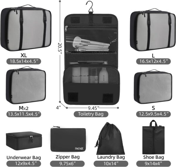 BAGAIL 8 Set/10 Set Packing Cubes Various Sizes Packing Organizer for Travel Accessories Luggage Carry On Suitcase - Image 2