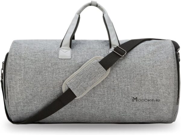 Modoker Convertible Garment Bag with Shoulder Strap, Carry on Garment Duffel Bag for Men Women - 2 in 1 Hanging Suitcase Suit Travel Bags (Grey)