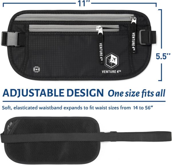 VENTURE 4TH Travel Money Belt - Slim Passport Holder RFID Blocking Travel Pouch to Protect Cash, Credit Cards and Travel Documents - Image 2