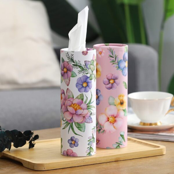 Car Tissues Holder with Facial Tissues - 4 PK - Travel Tissue Tubes Box Container Perfect Fit for Car Cup Holder Car Tissues Cylinder (Pink) - Image 3