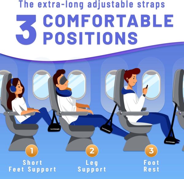 Airplane Foot Hammock (Memory Foam), Perfect Airplane Footrest to Relax Your Feet | Foot Hammock for Airplane Travel Accessories, Desk Foot Hammock, Travel Foot Rest, Comfy Foot Hanger Airplane - Image 2