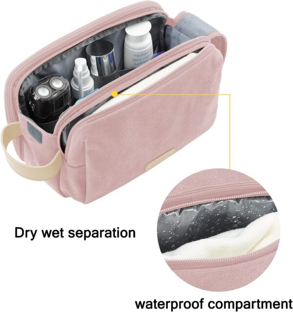 BAGSMART Toiletry Bag for Women, Cosmetic Makeup Bag Organizer, Travel Bag for Toiletries, Dopp Kit Water-resistant Shaving Bag for Accessories, Pink-Medium - Image 3