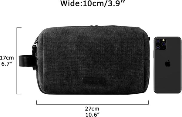 BAGSMART Toiletry Bag for Men, Canvas Travel Toiletry Organizer Dopp Kit Water-resistant Shaving Bag for Toiletries Accessories,Black-Medium - Image 6