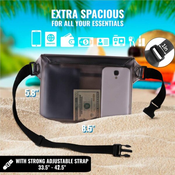 AiRunTech Waterproof Fanny Pack,Waterproof Pouch for Phone Passport Wallet Purse with Waist Strap,Floating Waterproof Bags for Travel Beach Swimming Kayaking Boating Pool Accessories - Image 3