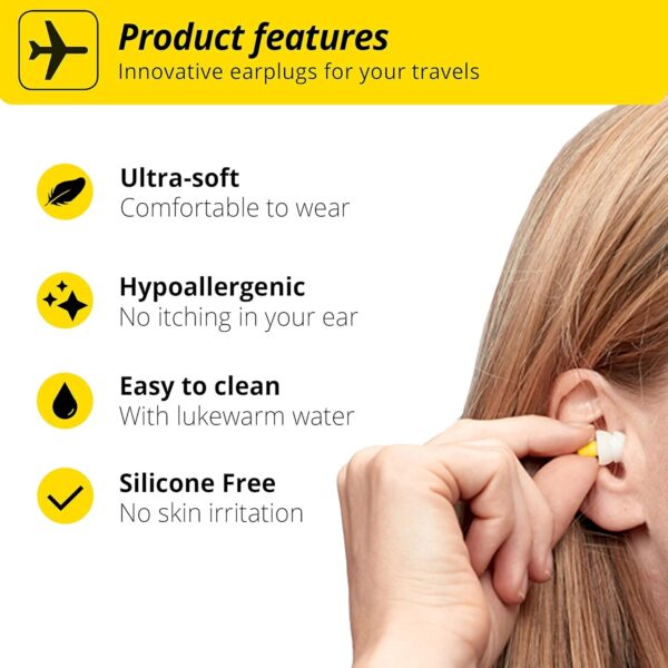 Alpine FlyFit - Earplugs for Pressure Relief & Preventing Ear Pain While Flying - Airplane Travel Essentials - Comfortable Reusable Hypoallergenic Earplugs with Ultra Soft Filter - Image 3