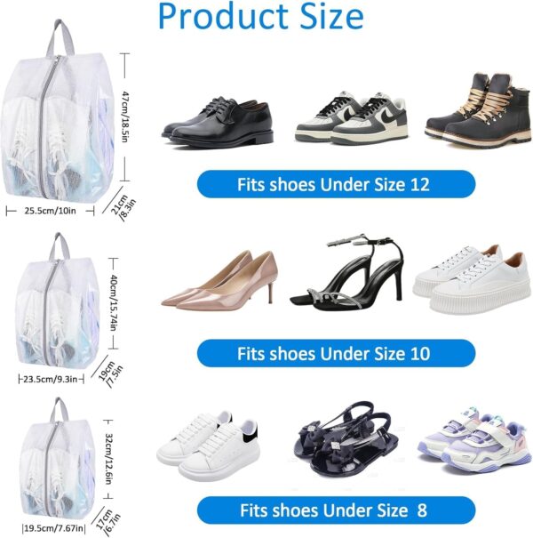 SelfTek Shoe Bags for Travel, 3 Pack 3 Size Double-Sided Zipper Shoe Bag for Men & Women & Children, Waterproof Portable Shoe Storage Pouch with Handle, Family Travel Accessories - Image 2