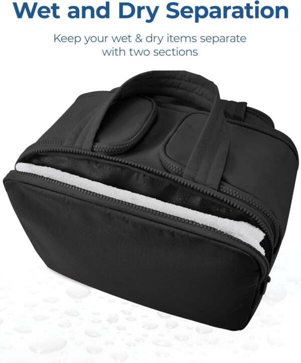 BAGSMART Travel Toiletry Bag, Lightweight Large Wide-open Travel Bag for Women, Puffy Cosmetic Makeup Bag Organizer with Handle for Accessories,Essentials, Toiletries, Black - Image 4