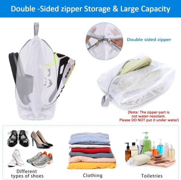 SelfTek Shoe Bags for Travel, 3 Pack 3 Size Double-Sided Zipper Shoe Bag for Men & Women & Children, Waterproof Portable Shoe Storage Pouch with Handle, Family Travel Accessories - Image 5