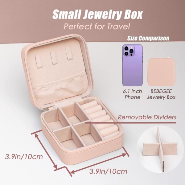 Travel Jewelry Case Small Jewelry Box Mini Travel Essentials for Women, Travel Jewelry Organizer, Bridesmaid Gifts Bridesmaid Proposal Gifts for Women Her, Travel Accessories to Store(1pc pink peach) - Image 5