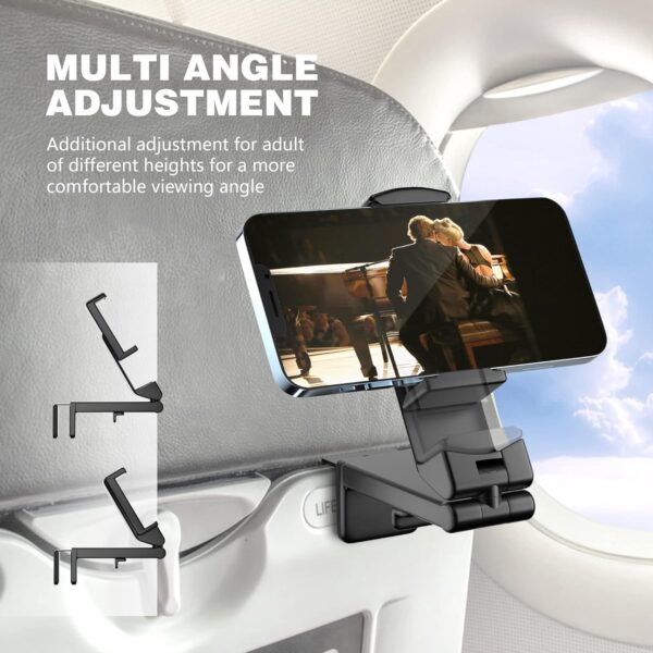 Perilogics Universal in Flight Airplane Phone Holder Mount. Hands Free Viewing with Multi-Directional Dual 360 Degree Rotation. Pocket Size Must Have Airplane Travel Essential Accessory for Flying - Image 2