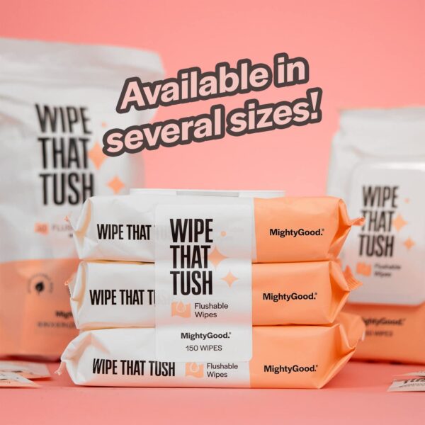 Wipe That Tush On-The-Go Flushable Wet Wipes - 1 Pack, 30 Wipes - Individually Wrapped Extra-Large Wipes with Aloe - Hypoallergenic & Unscented - Septic and Sewer Safe - Image 8