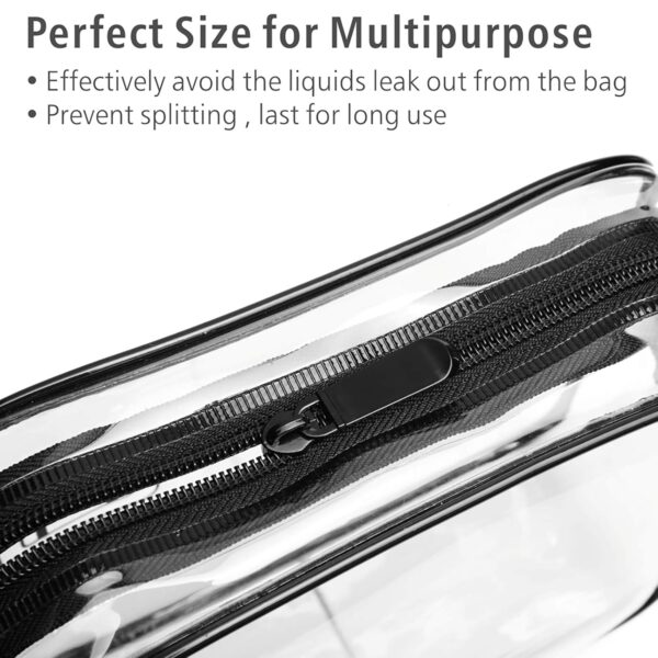 PACKISM TSA Approved Toiletry Bag - Clear Makeup Bag Waterproof Quart Size Bag, Travel Makeup Cosmetic Bag for Women Men, Carry on Airport Airline Compliant Bag, 3 Pack, Black - Image 4