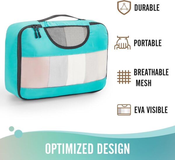 Veken 6 Set Packing Cubes for Suitcases, Travel Essentials for Carry on Luggage, Suitcase Organizer Bags Set for Travel Accessories in 4 Sizes(Extra Large, Large, Medium, Small)，Cyan - Image 4