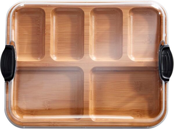 FARBERWARE Build-a-Board Cutting Board with Compartments and Clear Locking Lid for Charcuterie, Snacks, Bamboo - Image 2