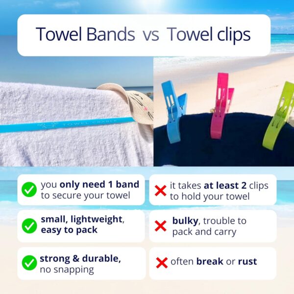 Towel Bands (6-Pack), Pool & Cruise Chairs, Extra Durable, No Snapping, Cruise Ship & Beach Essentials, Great Alternative to Beach Towel Clips (3 Regular + 3 Glow in The Dark) - Image 4