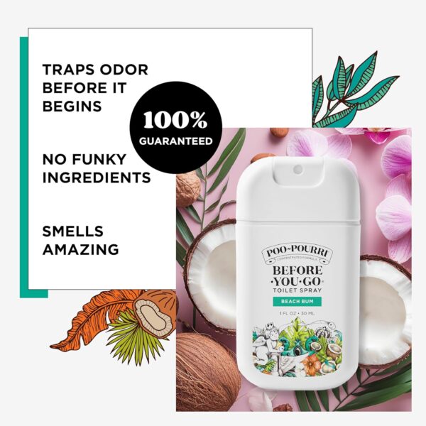 Poo-Pourri Before-You-Go Toilet Spray, Beach Bum, 1 Fl Oz Pocket Travel Size - Coconut, Orchid and Toasted Praline - Image 3