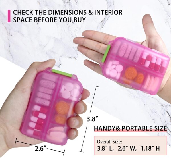 Pill Organizer with Medicine Labels - 7 Day Travel Pill Container (Pink, 161 Labels) - Image 4