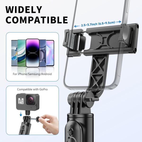 Selfie Stick Tripod, All in One Extendable & Portable iPhone Tripod Selfie Stick with Wireless Remote Compatible with iPhone 16 15 14 13 12 11 pro Xs Max 8 7, Galaxy Note10/S20/S10/OnePlus 9/9 PRO etc - Image 7