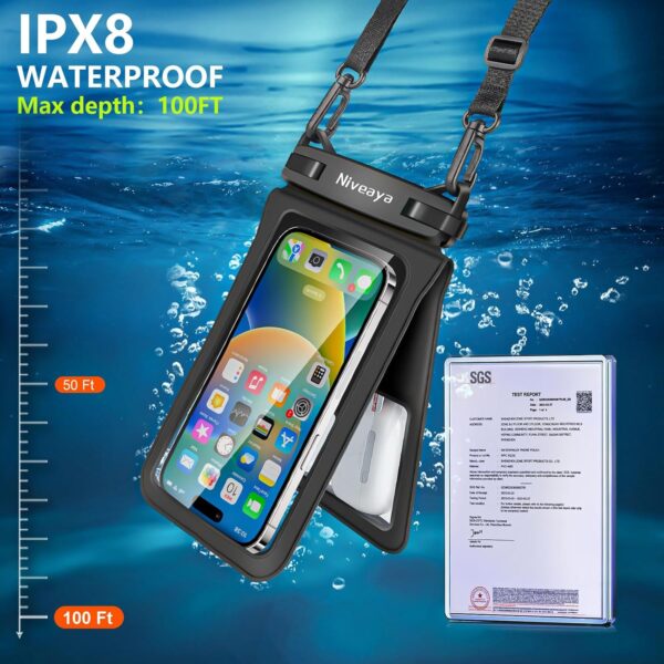 Niveaya Double Space Waterproof Phone Pouch - 2 Pack, Waterproof Phone Lanyard Case with iPhone 16/15/14/13/12 Pro Max up to 8.3", Phone Dry Bags for Vacation Beach Pool Kayak Cruise Travel Essentials - Image 4