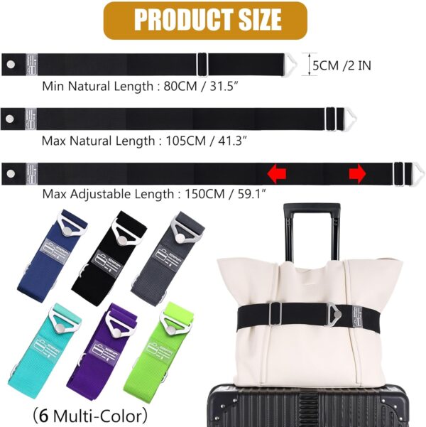 Travel Belt for Luggage, Add a Bag Luggage Straps Suitcase Travel Belt Over Handle for Carry On Bag, Adjustable 2-in-1 Elastic Luggage Belt Bag Bungee Travel Essential Accessories - Image 3