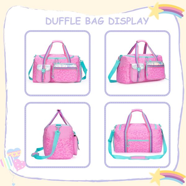 Kids Duffle Bag Girls Women Travel Bag Gifts Overnight Bag for Girls Women Tote Bag Sleepover Bag for Girls Gym Dance Bag with Shoes Compartment - Image 3