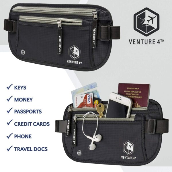 VENTURE 4TH Travel Money Belt - Slim Passport Holder RFID Blocking Travel Pouch to Protect Cash, Credit Cards and Travel Documents - Image 7