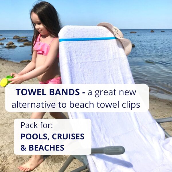 Towel Bands (6-Pack), Pool & Cruise Chairs, Extra Durable, No Snapping, Cruise Ship & Beach Essentials, Great Alternative to Beach Towel Clips (3 Regular + 3 Glow in The Dark) - Image 2