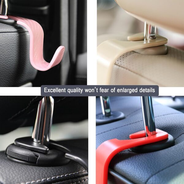 Amooca Car Seat Headrest Hook 4 Pack Hanger Storage Organizer Universal for Handbag Purse Coat fit Universal Vehicle Car Black S Type - Image 9