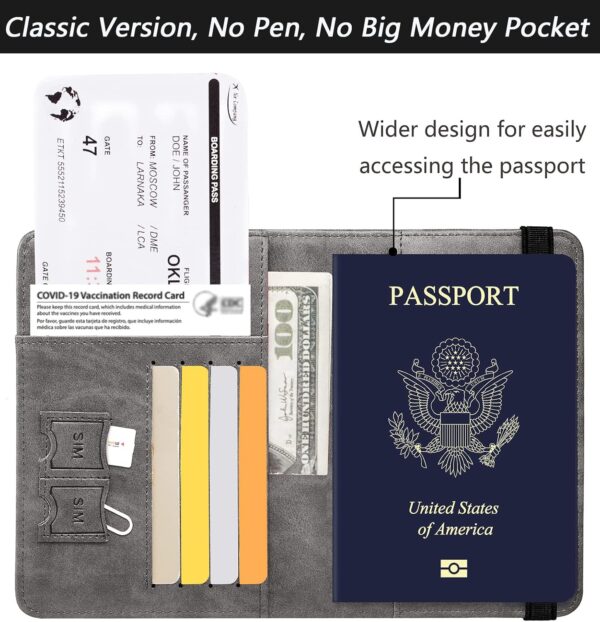 Passport Holder Cover Wallet Travel Essentials RFID Blocking Leather Card Case International Must Haves Travel Accessories for Women Men(101#Coffee Grey) - Image 3