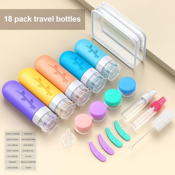 19 pack Travel Bottles for Toiletries, TSA Approved Silicone Travel Size Containers for toiletries Set, Refillable & Leakproof Travel Bottles Kit Travel Size Bottles - Image 3