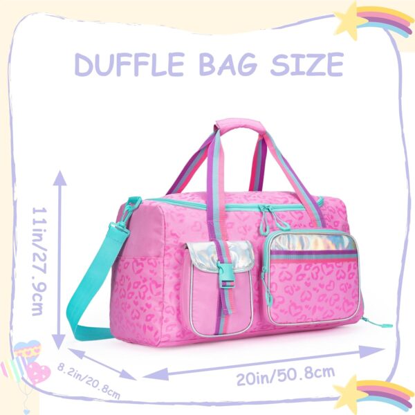 Kids Duffle Bag Girls Women Travel Bag Gifts Overnight Bag for Girls Women Tote Bag Sleepover Bag for Girls Gym Dance Bag with Shoes Compartment - Image 2