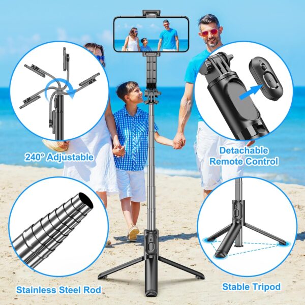 SelfieShow Selfie Stick, Extendable Selfie Stick Tripod with Wireless Remote and Tripod Stand, Portable, Lightweight, Compatible with iPhone 15 14 13 12 Pro Xs Max X 8Plus, Samsung Smartphone and More - Image 2