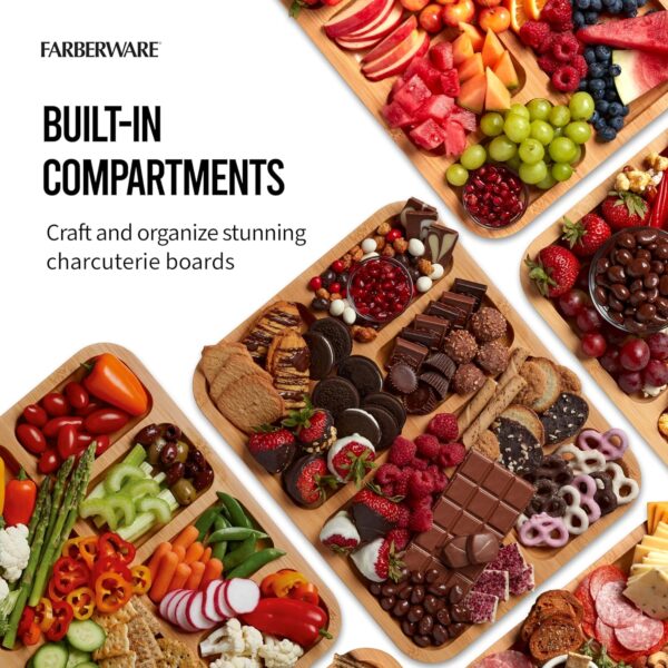 FARBERWARE Build-a-Board Cutting Board with Compartments and Clear Locking Lid for Charcuterie, Snacks, Bamboo - Image 4