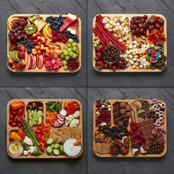 FARBERWARE Build-a-Board Cutting Board with Compartments and Clear Locking Lid for Charcuterie, Snacks, Bamboo - Image 9