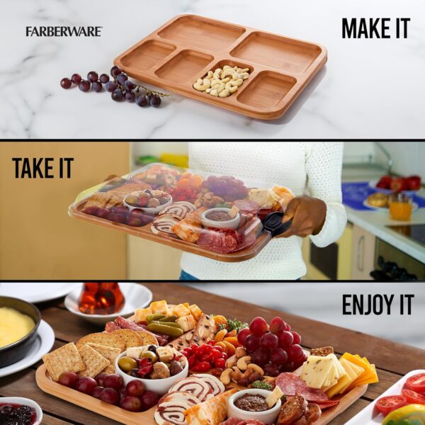 FARBERWARE Build-a-Board Cutting Board with Compartments and Clear Locking Lid for Charcuterie, Snacks, Bamboo - Image 3