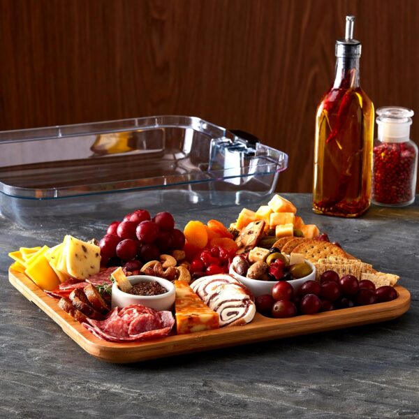 FARBERWARE Build-a-Board Cutting Board with Compartments and Clear Locking Lid for Charcuterie, Snacks, Bamboo - Image 8